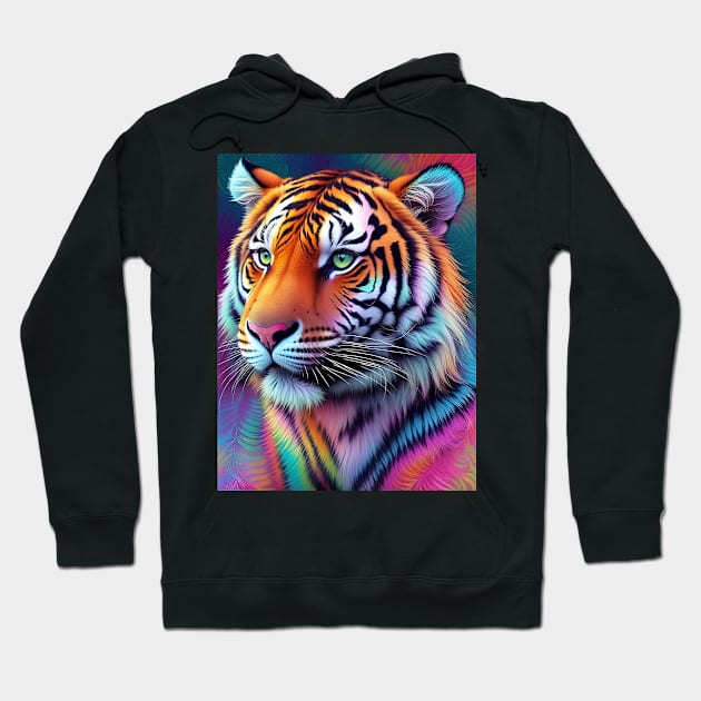 Vibrant Tie Dye Tiger Pattern Hoodie by koolteas